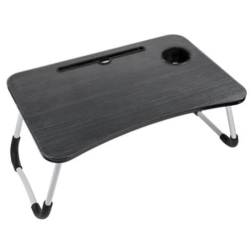 Foldable Laptop Table with Cup Holder & IPad Slot