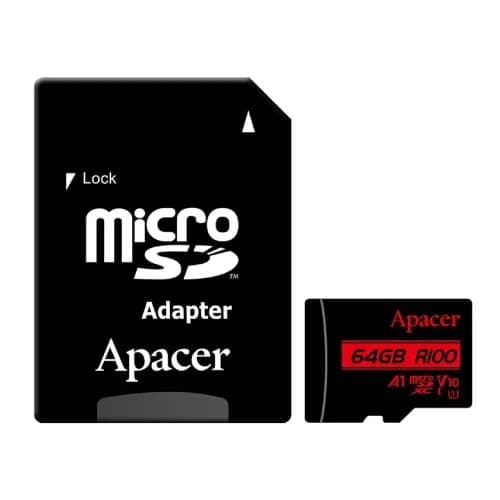 Apacer R100 MicroSDXC UHS-I U1 V10 A1 64GB Class-10 Memory Card with Adapter