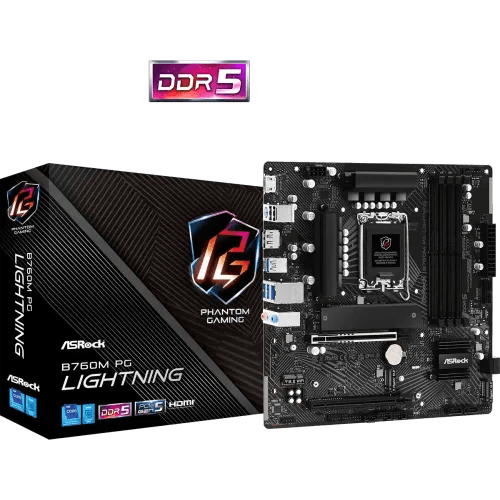 ASRock B760M PG Lightning DDR5 14th, 13th and 12th Gen Micro ATX Motherboard